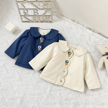 Baby Winter Clothing Embroidered Doll Collar Cardigan